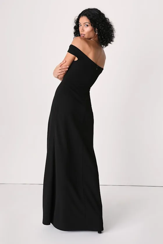 Behold My Love Black Off-The-Shoulder Twist-Front Maxi Dress sold by Lulus product image thumbnail 3