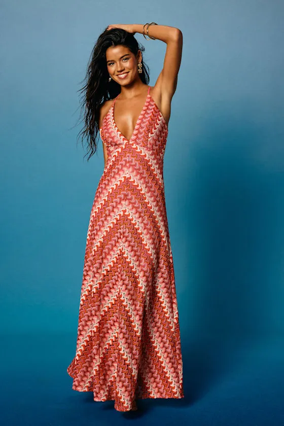 Marbella Pink Multi Crochet Sleeveless Maxi Dress sold by Lulus product image thumbnail 3