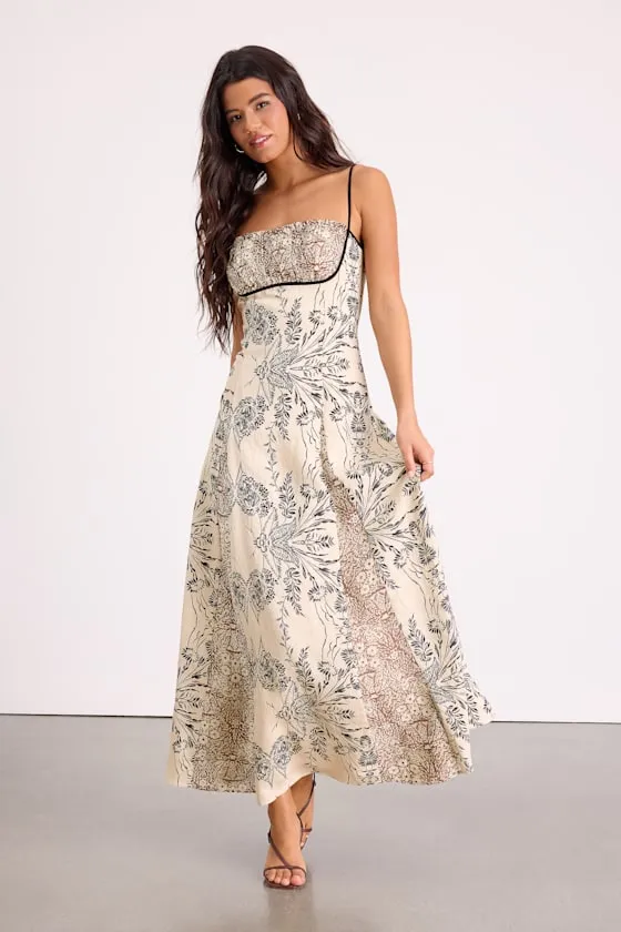 Emryn Beige Multi Mixed Print Floral Maxi Dress sold by Lulus product image thumbnail 2