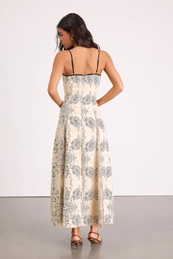 Emryn Beige Multi Mixed Print Floral Maxi Dress sold by Lulus product image thumbnail 4