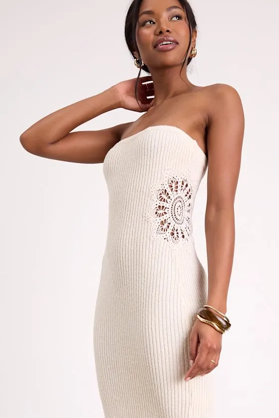 Brenna Ivory Strapless Sweater Knit Midi Dress sold by Lulus product image thumbnail 4
