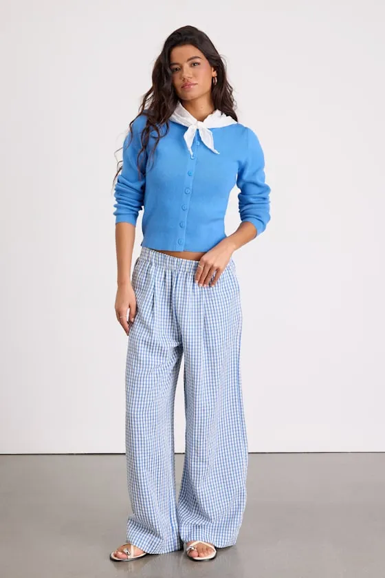 Araya Bright Blue Button-Up Cardigan sold by Lulus product image thumbnail 4