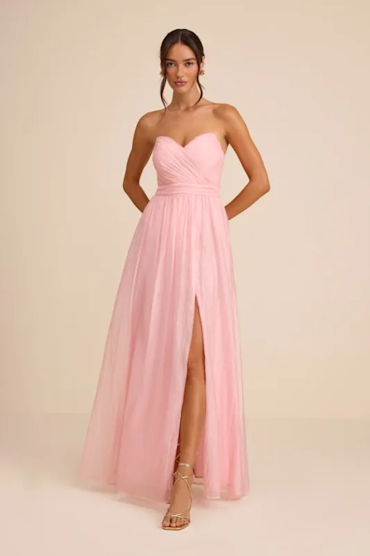 Rosalind Light Pink Organza Strapless Maxi Dress made by Lulus