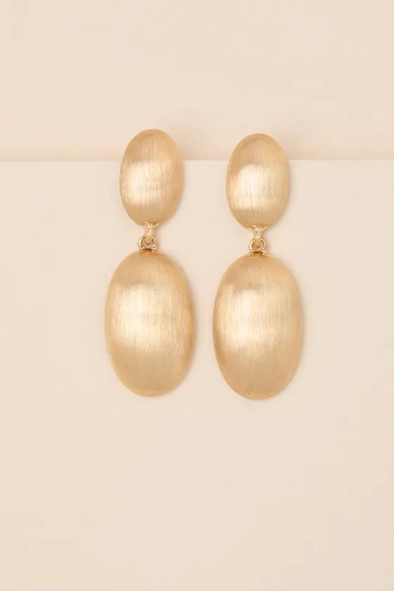 Delle Gold Oval Drop Earrings sold by Lulus product image thumbnail 2