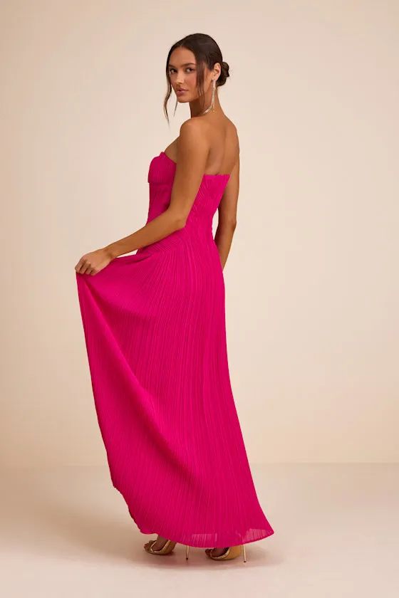 Narasha Fuchsia Pleated Strapless Maxi Dress sold by Lulus product image thumbnail 4