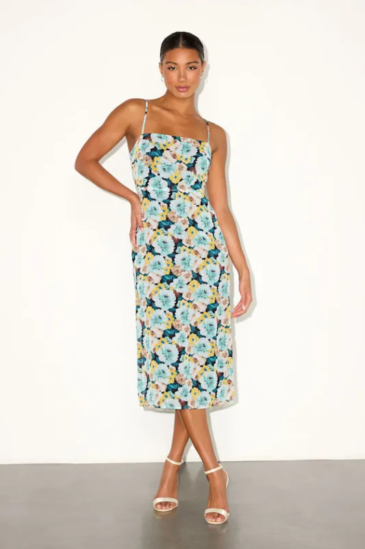 Sweetest Invite Blue Multi Floral Sleeveless Midi Dress sold by Lulus
