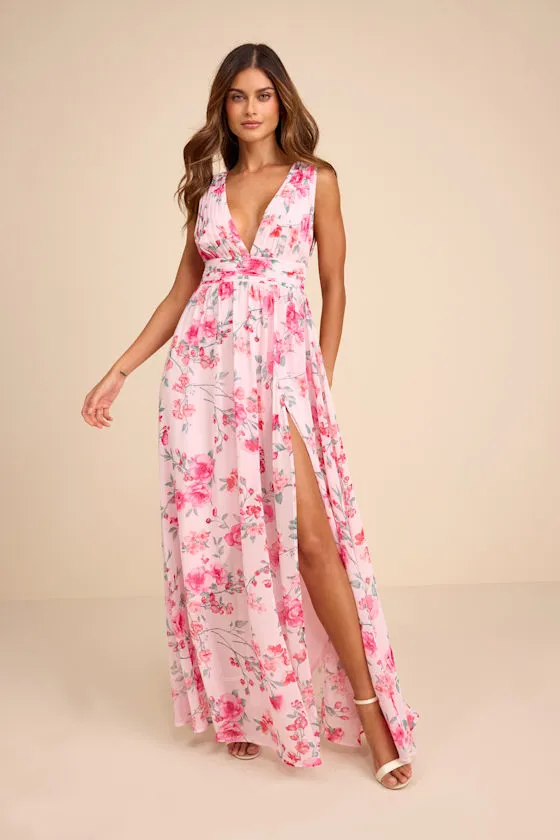 Heavenly Hues Pink Floral Floral Maxi Dress sold by Lulus