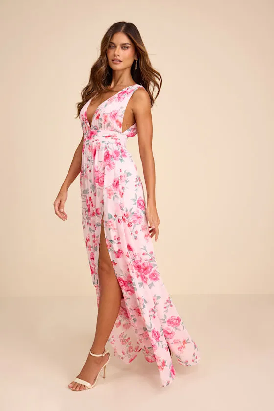 Heavenly Hues Pink Floral Floral Maxi Dress sold by Lulus product image thumbnail 4