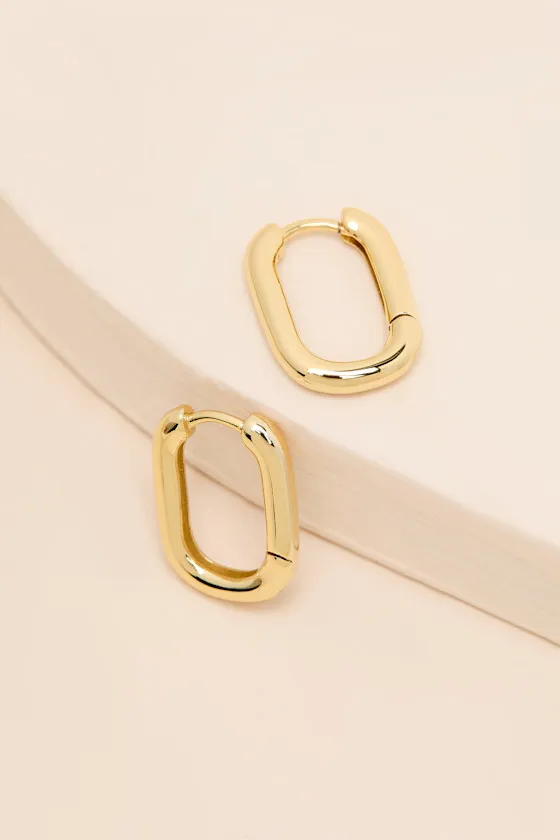 Chain Link Gold Huggie Hoop Earrings sold by Lulus