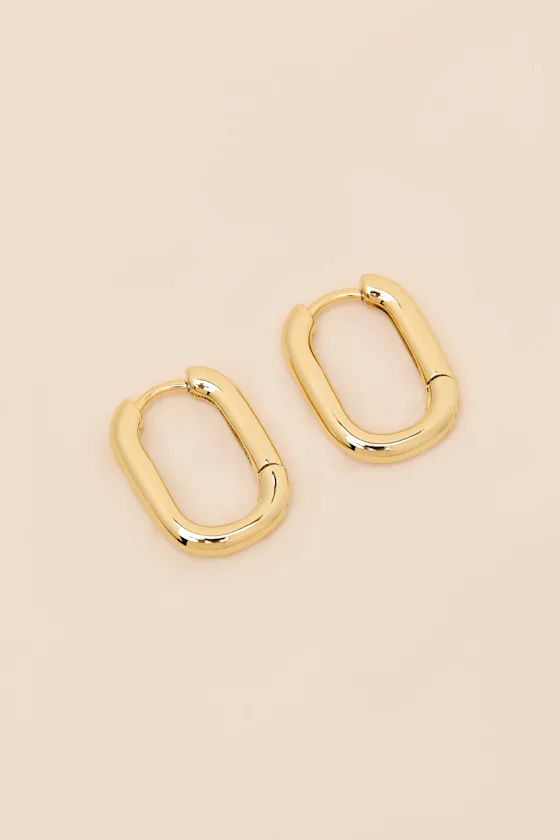 Chain Link Gold Huggie Hoop Earrings sold by Lulus product image thumbnail 3