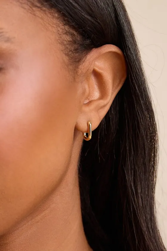 Chain Link Gold Huggie Hoop Earrings sold by Lulus product image thumbnail 4