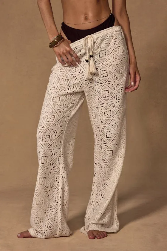 Jetsetter Cream Crochet Swim Cover-Up Pants sold by Lulus