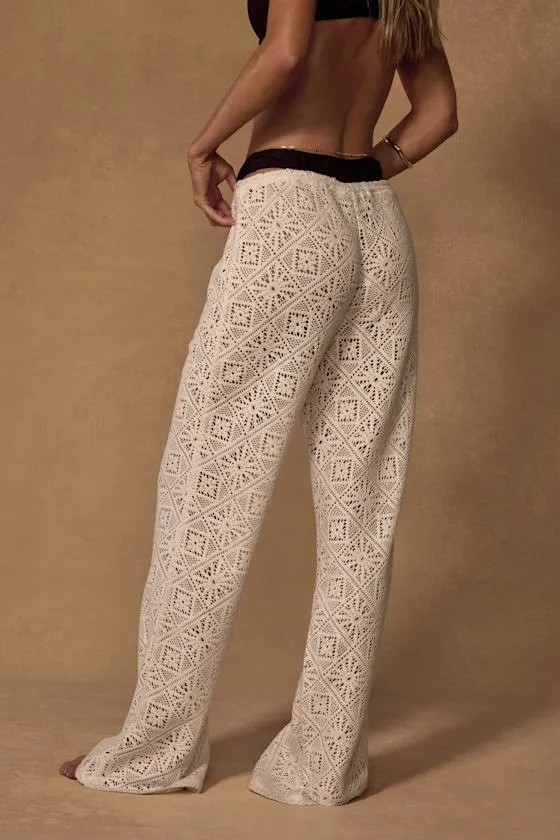Jetsetter Cream Crochet Swim Cover-Up Pants sold by Lulus product image thumbnail 3