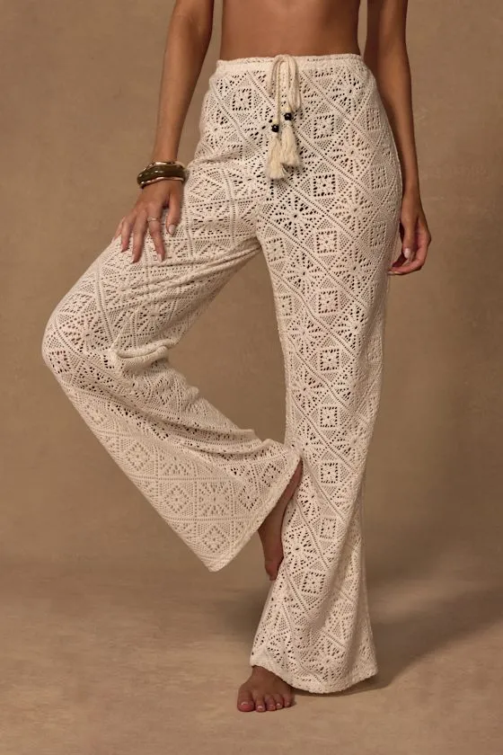 Jetsetter Cream Crochet Swim Cover-Up Pants sold by Lulus product image thumbnail 4