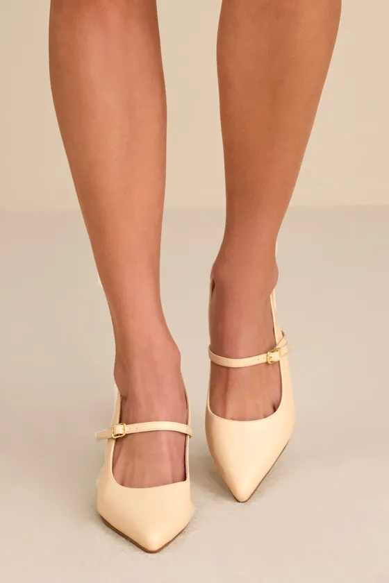 Mattera Bone Pointed-Toe Slingback Pumps sold by Lulus product image thumbnail 3
