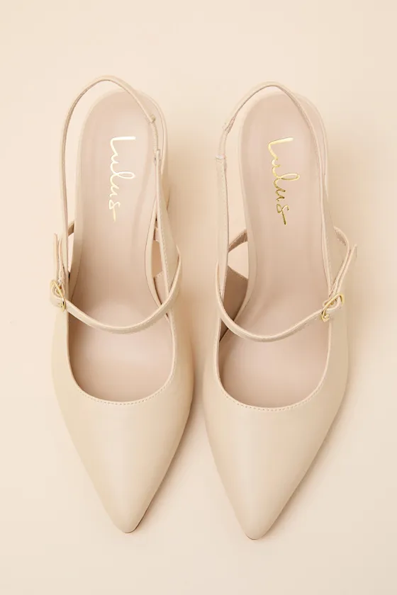 Mattera Bone Pointed-Toe Slingback Pumps sold by Lulus product image thumbnail 4