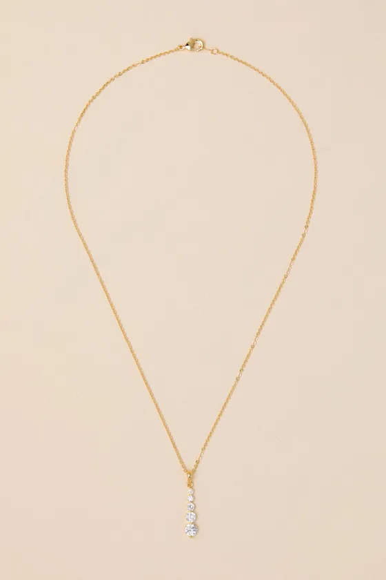 Lylia Gold Rhinestone Pendant Necklace sold by Lulus product image thumbnail 2