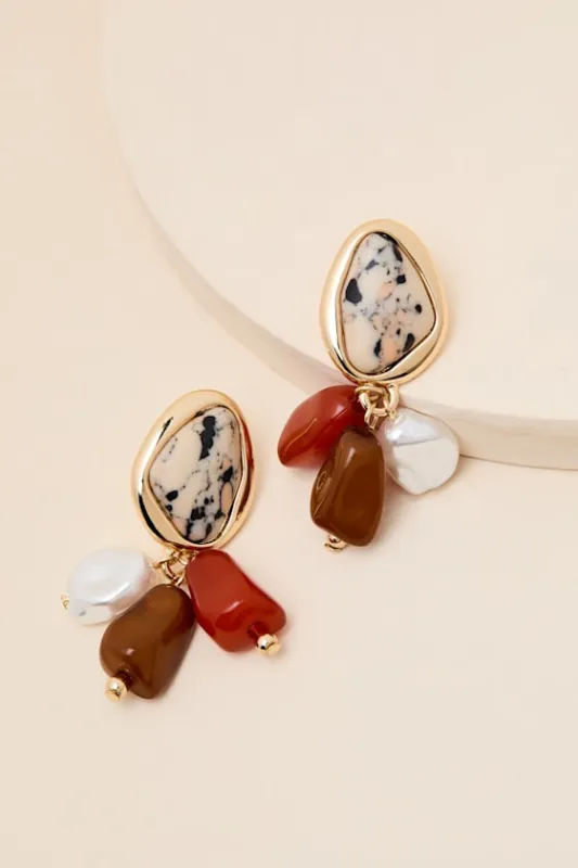 Balena Gold Multi Stone Drop Earrings sold by Lulus