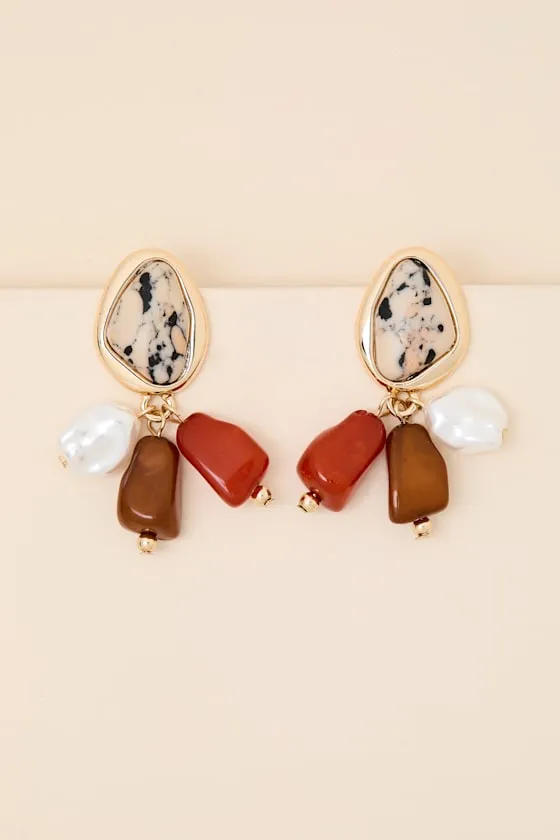 Balena Gold Multi Stone Drop Earrings sold by Lulus product image thumbnail 2