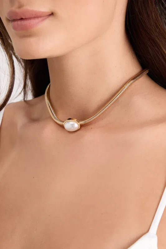 Deandra Gold Pearl Choker Statement Necklace sold by Lulus