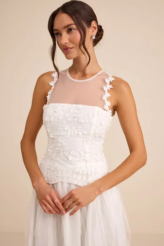 Bina White Embroidered Sleeveless Midi Dress sold by Lulus product image thumbnail 2