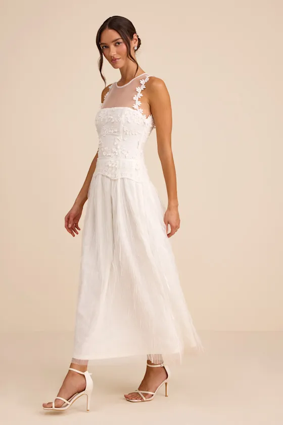 Bina White Embroidered Sleeveless Midi Dress sold by Lulus product image thumbnail 4