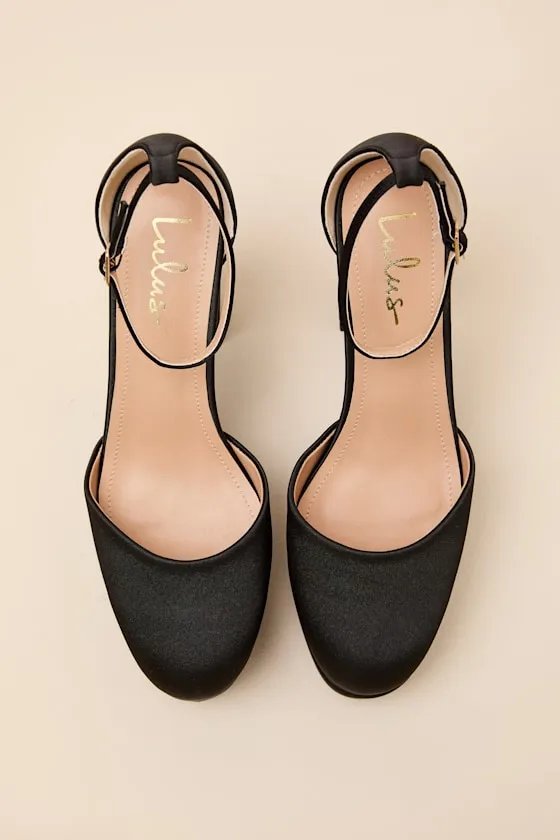 Vivien Black Satin Ankle Strap Platform Heels sold by Lulus product image thumbnail 4