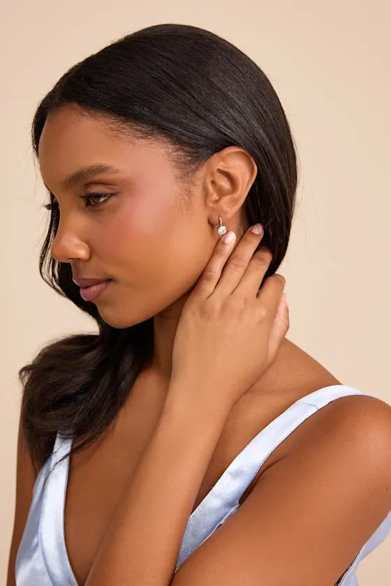 The Classique Silver Cushion Rhinestone Earrings sold by Lulus product image thumbnail 2