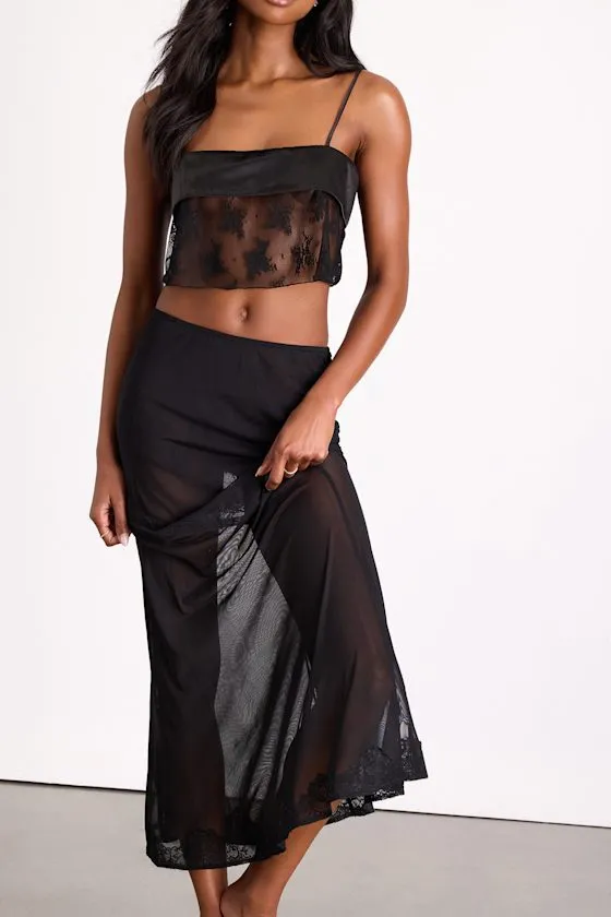 Laurena Black Sheer Lace Two-Piece Lingerie Slip Set sold by Lulus product image thumbnail 2