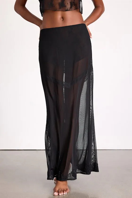 Laurena Black Sheer Lace Two-Piece Lingerie Slip Set sold by Lulus product image thumbnail 4