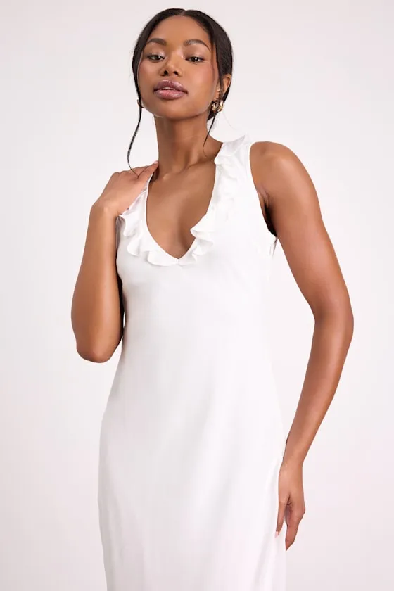 Renea White Ruffled Sleeveless Midi Dress sold by Lulus product image thumbnail 2