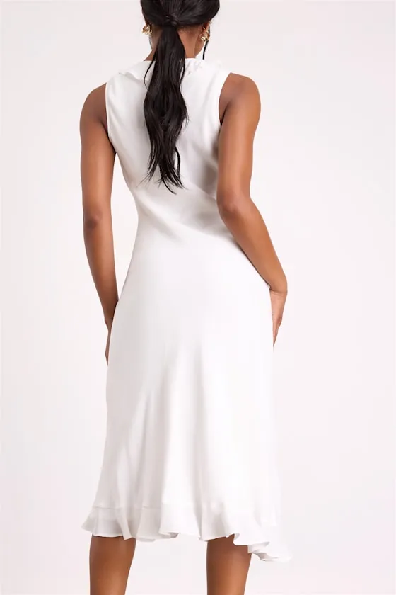 Renea White Ruffled Sleeveless Midi Dress sold by Lulus product image thumbnail 3