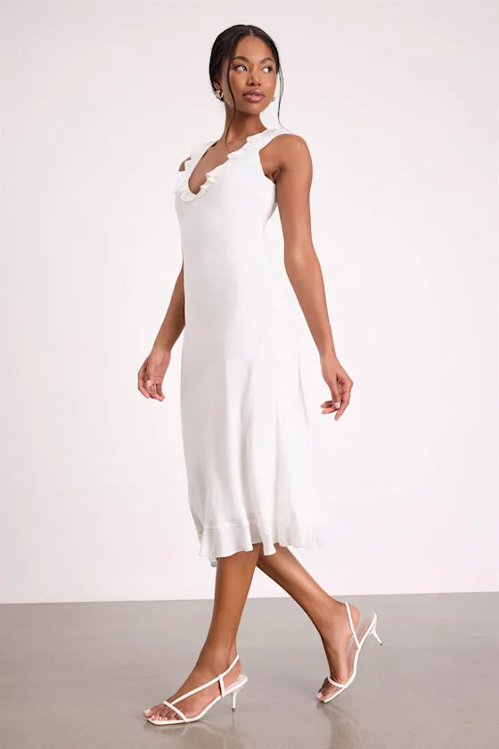 Renea White Ruffled Sleeveless Midi Dress sold by Lulus product image thumbnail 4