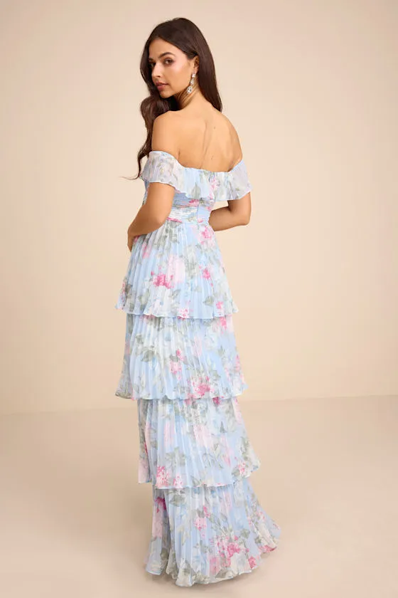 Always Remarkable Light Blue Floral Off-the-Shoulder Maxi Dress sold by Lulus product image thumbnail 3