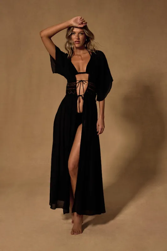 Sophina Black Tie-Front Short Sleeve Swim Cover-Up sold by Lulus