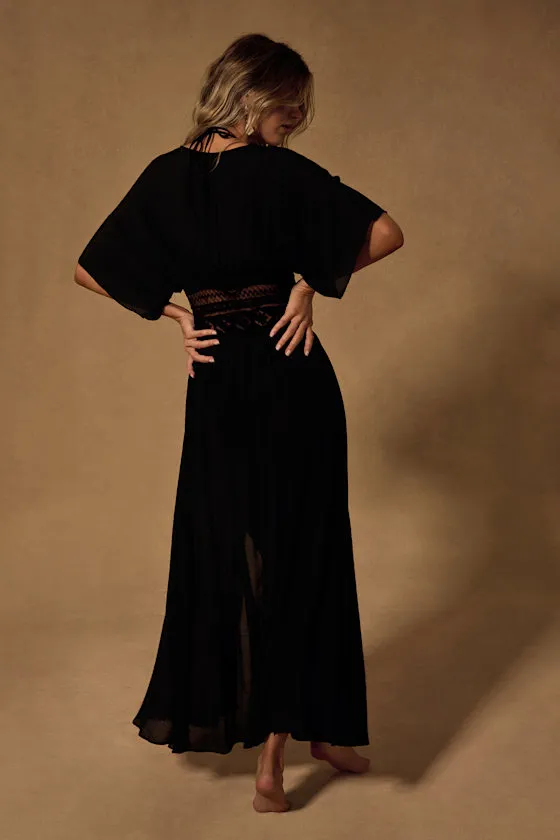 Sophina Black Tie-Front Short Sleeve Swim Cover-Up sold by Lulus product image thumbnail 3