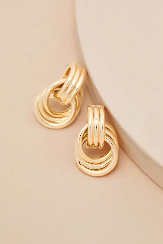 Julianne Gold Doorknocker Earrings sold by Lulus
