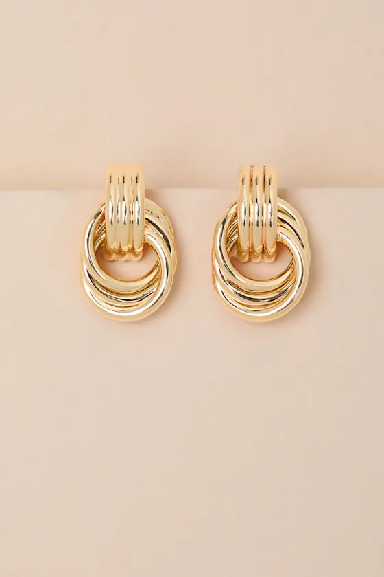 Julianne Gold Doorknocker Earrings sold by Lulus product image thumbnail 3