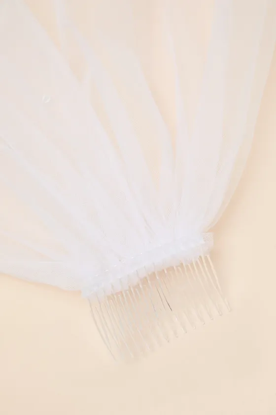 Sanaya White Tulle Layered Rhinestone Short Veil sold by Lulus product image thumbnail 2