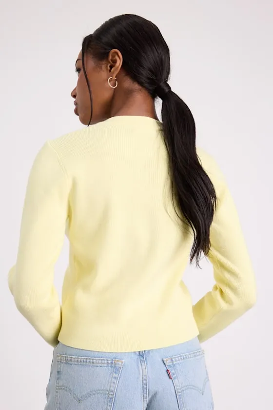 Araya Light Yellow Button-Up Cardigan sold by Lulus product image thumbnail 3