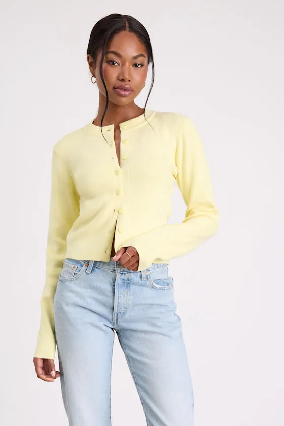 Araya Light Yellow Button-Up Cardigan sold by Lulus product image thumbnail 4