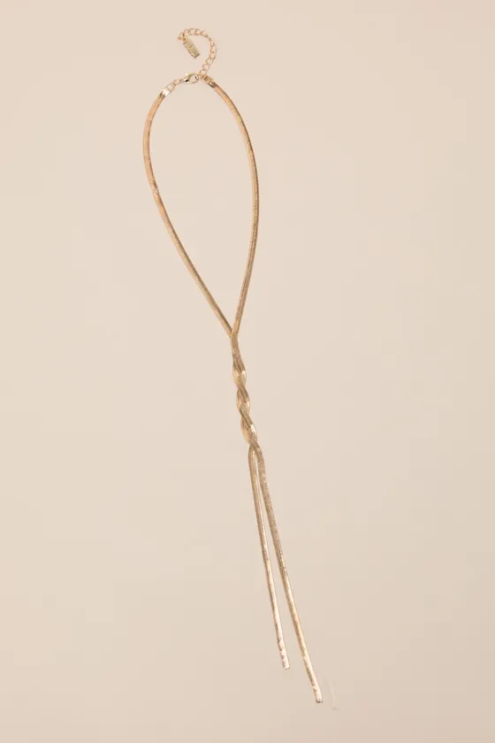 Nikita Gold Herringbone Twisted Lariat Necklace sold by Lulus product image thumbnail 2