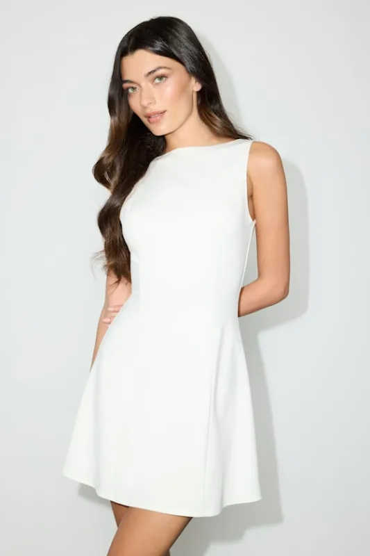 Olivian White Low Back Sleeveless Mini Dress sold by Lulus