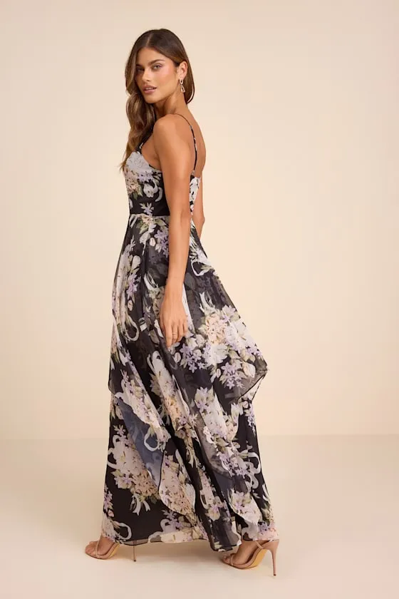 Breigh Black Floral Sleeveless Maxi Dress sold by Lulus product image thumbnail 3
