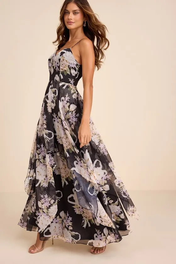 Breigh Black Floral Sleeveless Maxi Dress sold by Lulus product image thumbnail 4