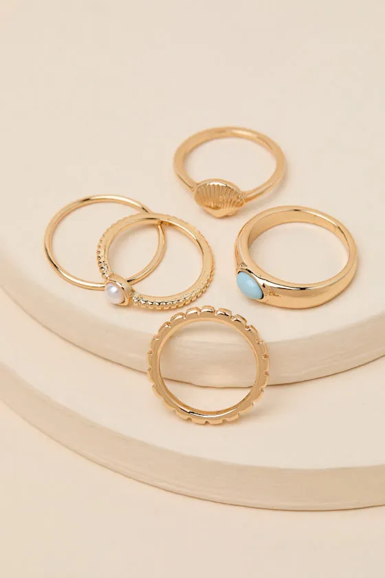 Conley Gold Stone Five-Piece Ring Set sold by Lulus product image thumbnail 2
