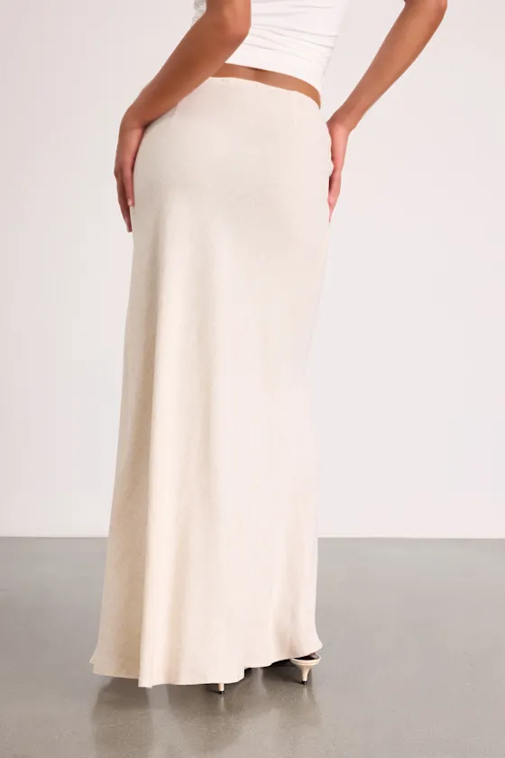 Ronan Light Beige Linen High-Rise Maxi Skirt sold by Lulus product image thumbnail 3