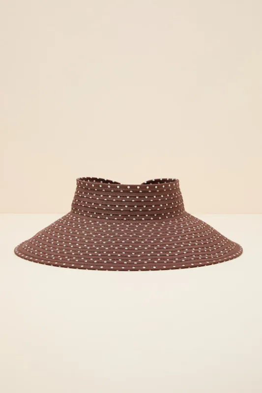 Dot Brown Polka Dot Woven Roll-Up Visor sold by Lulus