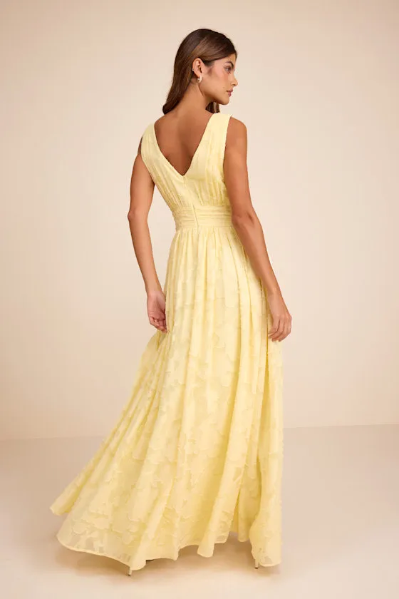 Sweet Sophistication Light Yellow Burnout Floral Maxi Dress sold by Lulus product image thumbnail 3
