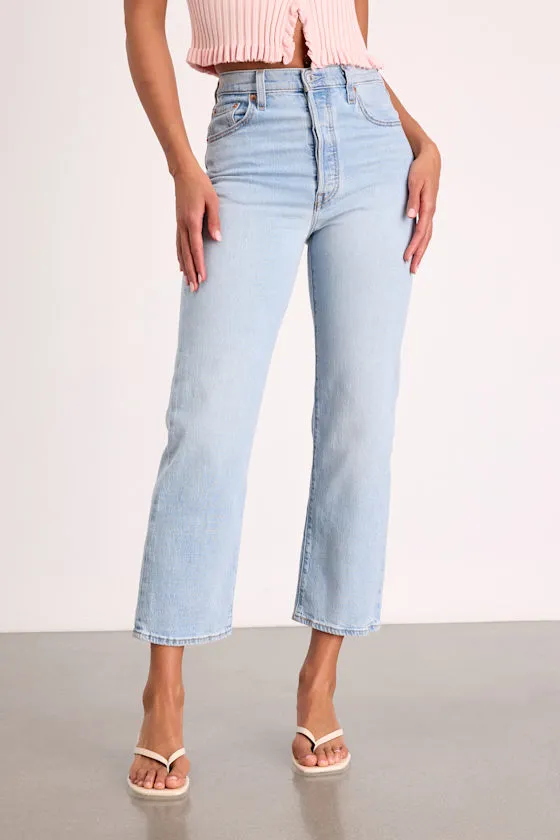 Ribcage Light Blue Denim Straight Ankle Jeans sold by Lulus product image thumbnail 2